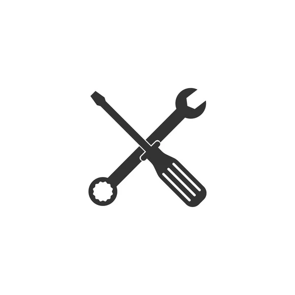 Schraubenschlüssel und Schraubendreherwerkzeug isoliert. Service-Tool-Symbol. flache Bauweise. Vektorillustration — Stockvektor