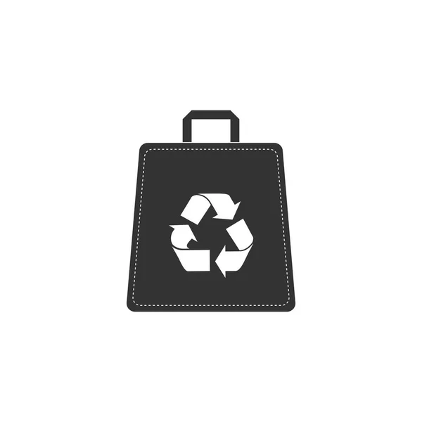 Papiereinkaufstasche mit recyceltem Symbol isoliert. flache Bauweise. Vektorillustration — Stockvektor