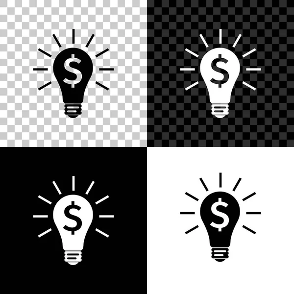 Light bulb with dollar symbol icon isolated on black, white and transparent background. Money making ideas. Fintech innovation concept. Vector Illustration — Stock Vector