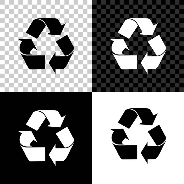 Ícone de símbolo de reciclagem isolado no fundo preto, branco e transparente. Ícone de seta circular. Meio ambiente reciclável ficar verde. Ilustração vetorial —  Vetores de Stock