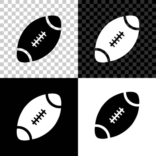 Icono de pelota de fútbol americano aislado sobre fondo negro, blanco y transparente. Ilustración vectorial — Vector de stock