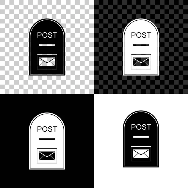 Mailbox icoon. Postbus pictogram geïsoleerd op zwart, wit en transparante achtergrond. Vector illustratie — Stockvector