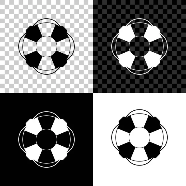 Піктограма Lifebuoy ізольована на чорному, білому та прозорому тлі. Символ довічного поясу. Векторна ілюстрація — стоковий вектор