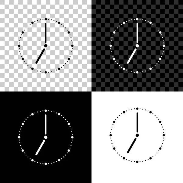 Icono del reloj aislado sobre fondo negro, blanco y transparente. Símbolo de tiempo. Ilustración vectorial — Archivo Imágenes Vectoriales