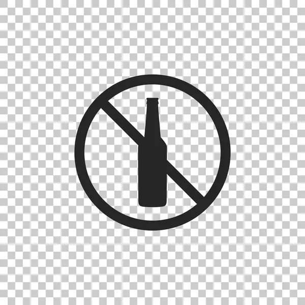 Жодна значка алкоголю не ізольована на прозорому фоні. Заборона алкогольних напоїв. Заборонений символ зі склянкою пива. Плоский дизайн. Векторна ілюстрація — стоковий вектор