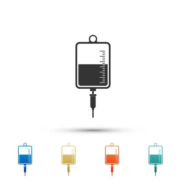 IV bag icon isolated on white background. Blood bag icon. Donate blood concept. The concept of treatment and therapy, chemotherapy. Color set icons. Vector Illustration — Stock Vector