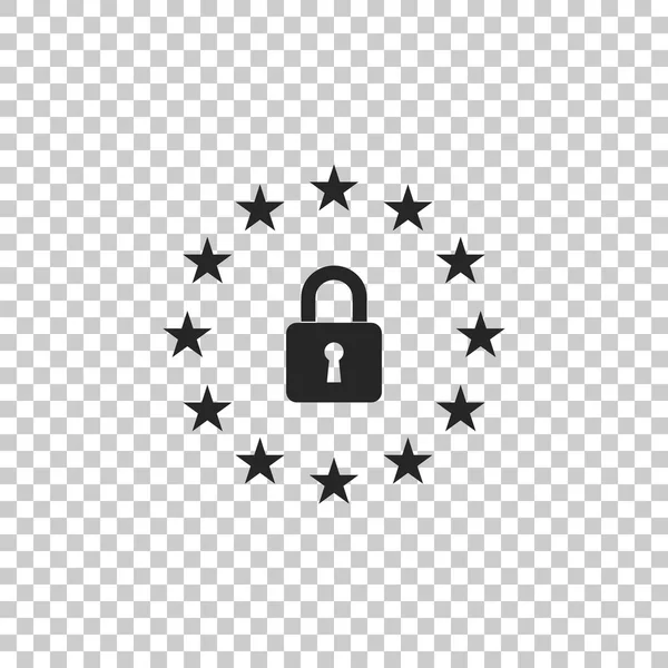 RGPD - icône du règlement général sur la protection des données isolée sur fond transparent. Le symbole de l'Union européenne. Sécurité, sûreté, protection, concept de vie privée. Design plat. Illustration vectorielle — Image vectorielle