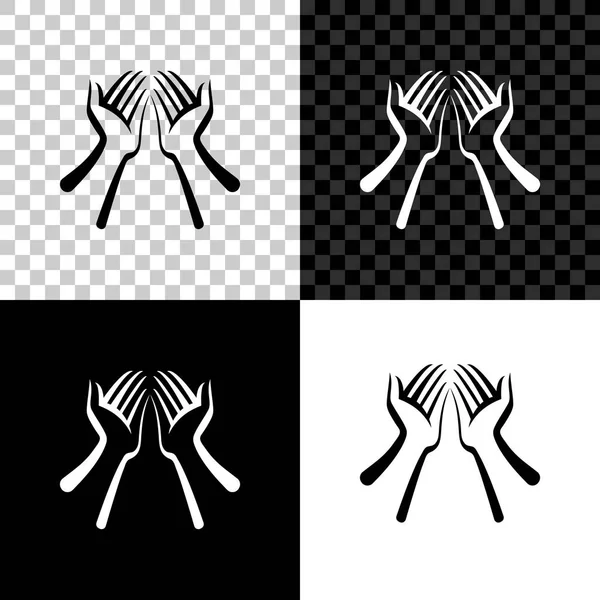 Ikona ruky je izolovaná na černém, bílém a průhledném pozadí. Vektorová ilustrace — Stockový vektor