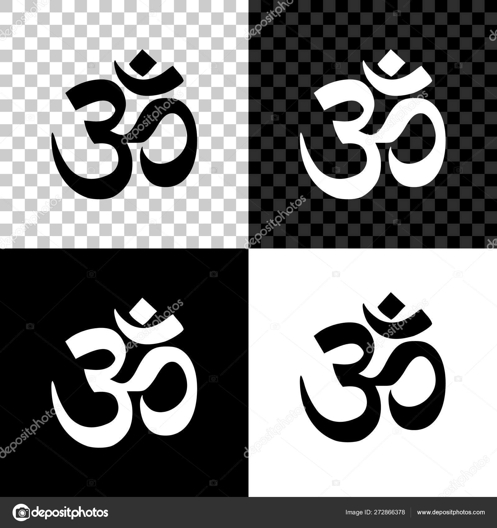Om or Aum Indian sacred sound icon on black, white and transparent  background. Symbol of Buddhism