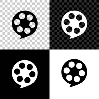 Film makara simgesi siyah, beyaz ve saydam arka planda izole edilmiştir. Vektör İllüstrasyonu