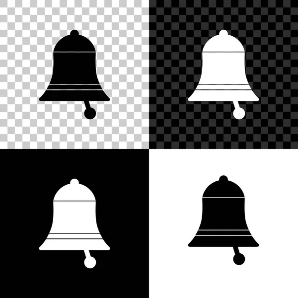 Ikona dzwonka dzwoniąc na czarnym, białym i przezroczystym tle. Symbol alarmu, dzwonek serwisowy, znak dzwonka, symbol powiadomienia. Ilustracja wektorowa — Wektor stockowy