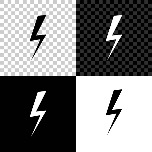 Icona fulmine isolato su sfondo nero, bianco e trasparente. Icona flash. Carica l'icona del flash. Bullone del tuono. Sciopero luci. Illustrazione vettoriale — Vettoriale Stock