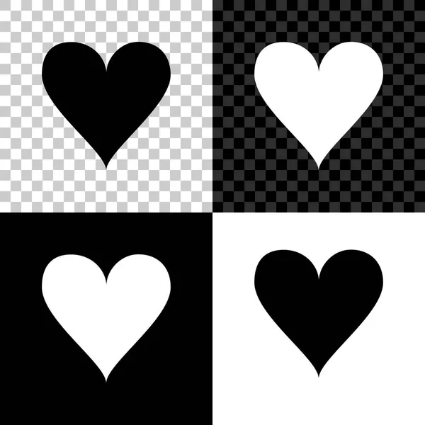 Ícone do coração isolado em fundo preto, branco e transparente. Símbolo de amor. Dia dos Namorados sinal. Ilustração vetorial — Vetor de Stock