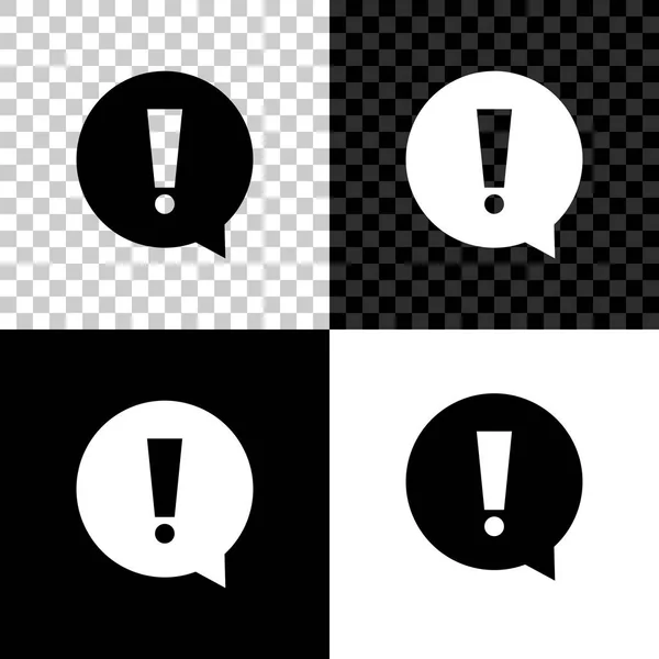Punto esclamativo nell'icona circolare isolato su sfondo nero, bianco e trasparente. Simbolo di pericolo. Illustrazione vettoriale — Vettoriale Stock