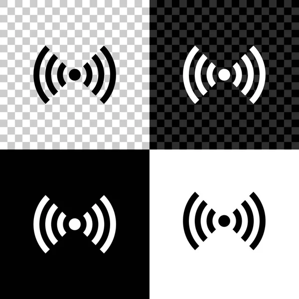 Icono de símbolo de red inalámbrica a Internet Wi-Fi aislado sobre fondo negro, blanco y transparente. Ilustración vectorial — Vector de stock