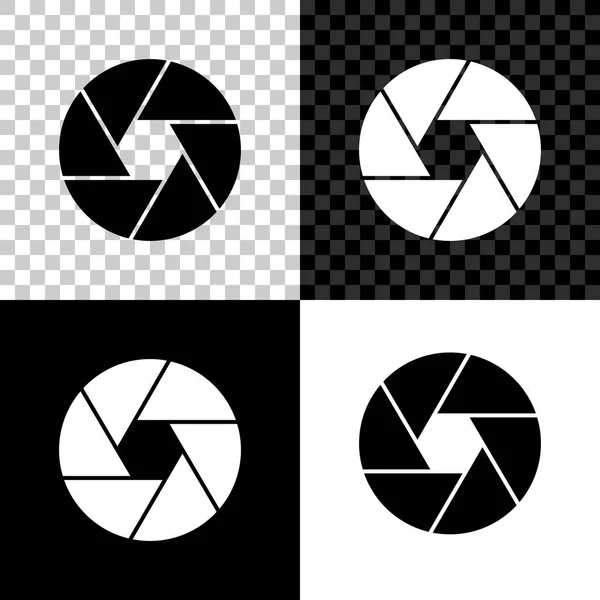 Icono del obturador de la cámara aislado sobre fondo negro, blanco y transparente. Ilustración vectorial — Archivo Imágenes Vectoriales