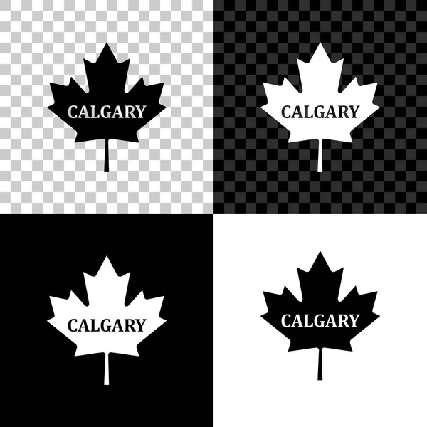 Şehir adı Calgary simgesi siyah, beyaz ve şeffaf arka plan izole kanada akçaağaç yaprağı. Vektör İllüstrasyonu — Stok Vektör