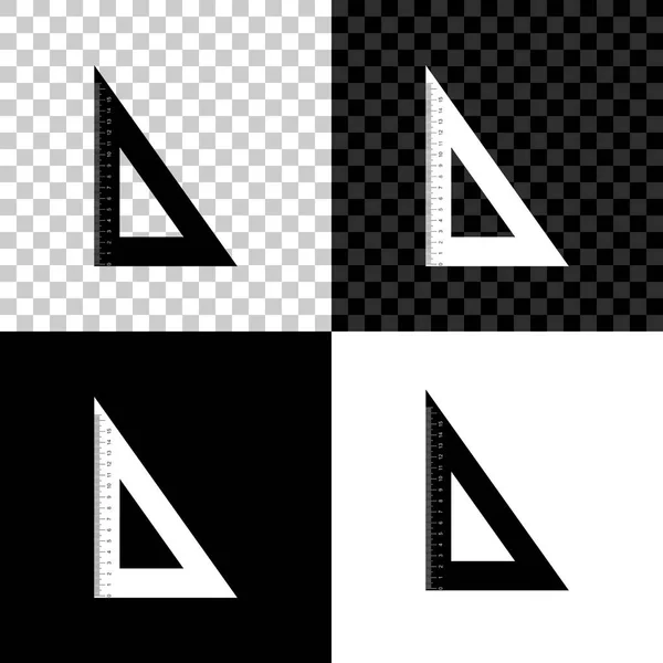 Driehoekige liniaal icoon geïsoleerd op zwart, wit en transparante achtergrond. Liniaal symbool. Geometrisch symbool. Vector illustratie — Stockvector