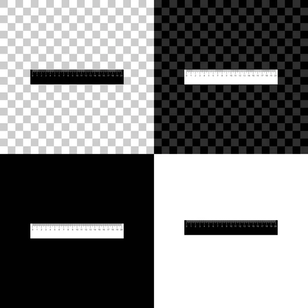 Liniaal pictogram geïsoleerd op zwart, wit en transparante achtergrond. Liniaal symbool. Vector illustratie — Stockvector