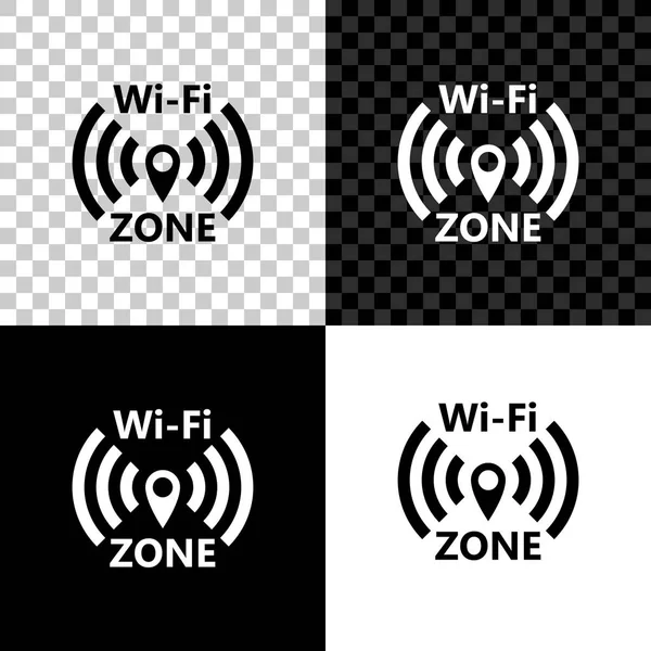 Значок бездротової мережі Інтернету Wi-Fi ізольовано на чорному, білому та прозорому тлі. Векторна ілюстрація — стоковий вектор