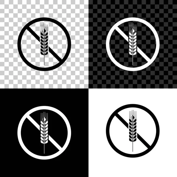 Icono de grano libre de gluten aislado sobre fondo negro, blanco y transparente. No hay señal de trigo. Los símbolos de intolerancia alimentaria. Ilustración vectorial — Archivo Imágenes Vectoriales