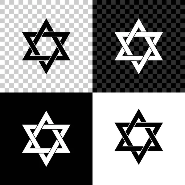 黒、白、透明の背景に分離されたダビデのアイコンの星。ユダヤ教のシンボル。ベクトルイラストレーション — ストックベクタ