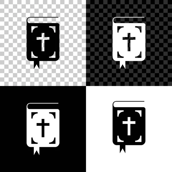 Bibelbuch-Symbol isoliert auf schwarzem, weißem und transparentem Hintergrund. heiliges Bibelbuchzeichen. Vektorillustration — Stockvektor
