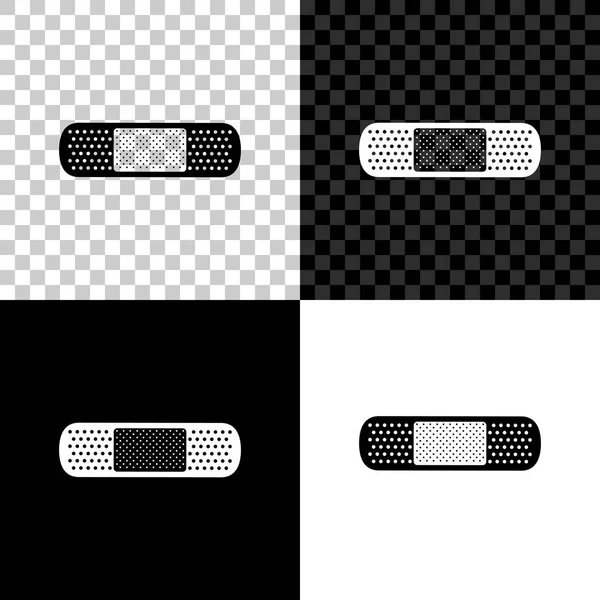Bandaż ikona tynku izolowane na czarnym, białym i przezroczystym tle. Plaster medyczny, bandaż samoprzylepny, elastyczny bandaż tkaninowy. Ilustracja wektorowa — Wektor stockowy