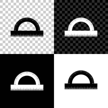 Siyah, beyaz ve şeffaf arka planda izole derece simgesi ölçmek için Protractor ızgara. Tilt açı ölçer. Ölçüm aleti. Geometrik sembol. Vektör Illustration