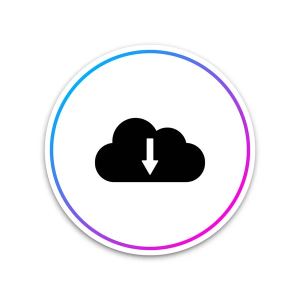 Cloud icône de téléchargement isolé sur fond blanc. Cercle bouton blanc. Illustration vectorielle — Image vectorielle