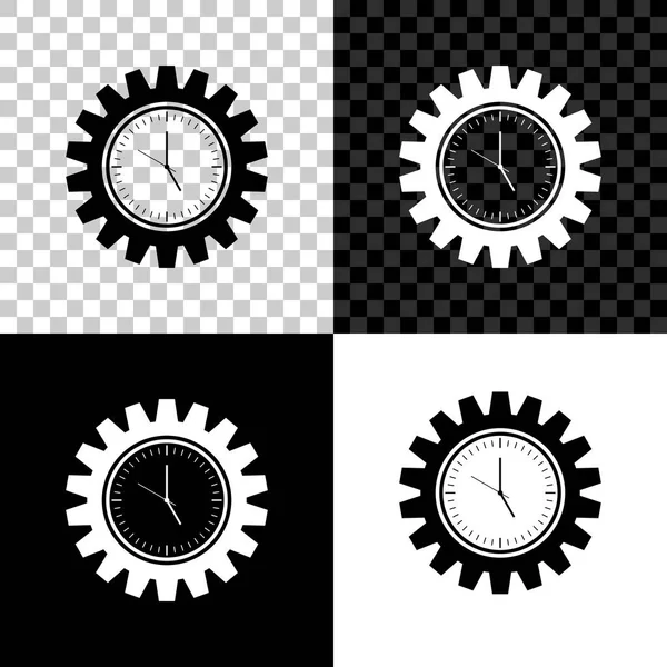 Icône Gestion du temps isolée sur fond noir, blanc et transparent. Horloge et enseigne. Le symbole de productivité. Illustration vectorielle — Image vectorielle