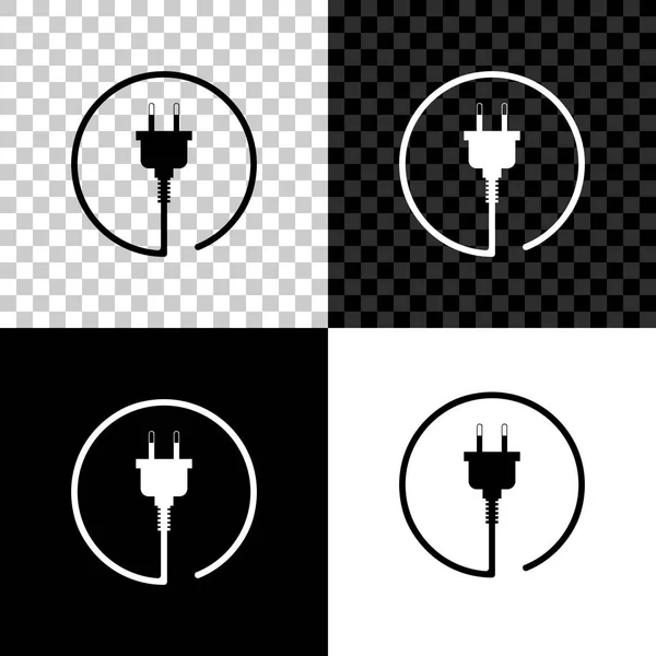 Icona spina elettrica isolata su sfondo nero, bianco e trasparente. Concetto di connessione e disconnessione dell'elettricità. Illustrazione vettoriale — Vettoriale Stock