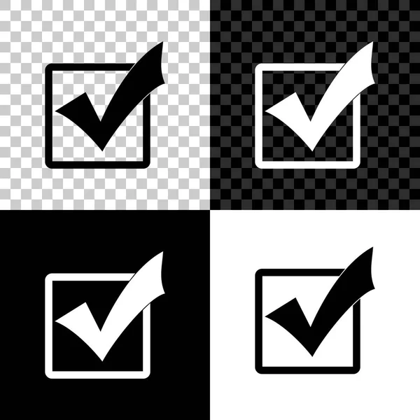 Siyah, beyaz ve şeffaf arka planda izole edilmiş bir kutu simgesinde işareti işaretleyin. Tick sembolü. Liste düğmesi işaretini kontrol edin. Vektör Illustration