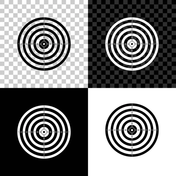 Target sport for shooting competition icon isolated on black, white and transparent background. Clean target with numbers for shooting range or pistol shooting. Vector Illustration