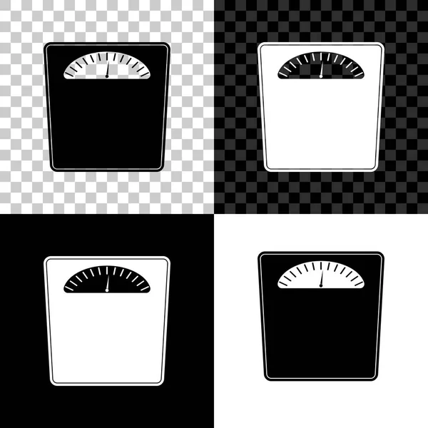 Badkamer weegschalen icoon geïsoleerd op zwart, wit en transparante achtergrond. Gewicht maatregel apparatuur. Gewicht schaal fitness sport concept. Vector illustratie — Stockvector