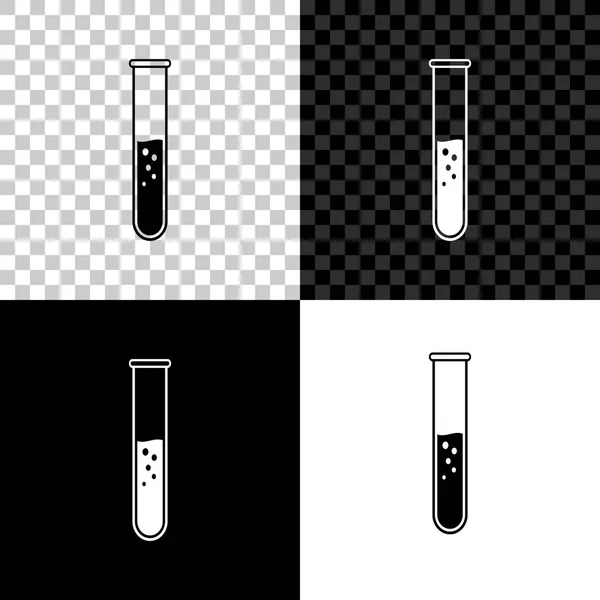 试管和烧瓶 - 化学实验室测试图标隔离在黑色,白色和透明的背景。矢量插图 — 图库矢量图片