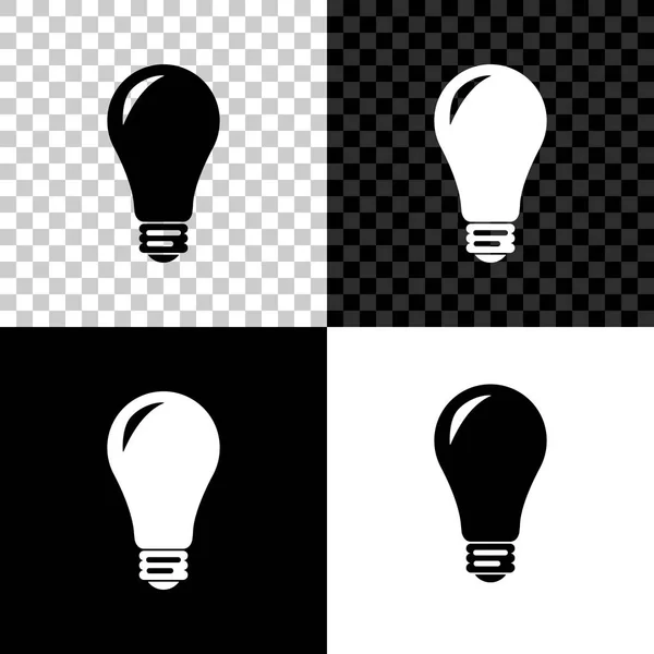 Glühbirnen-Symbol isoliert auf schwarzem, weißem und transparentem Hintergrund. Energie und Ideensymbol. Lampe elektrisch. Vektorillustration — Stockvektor
