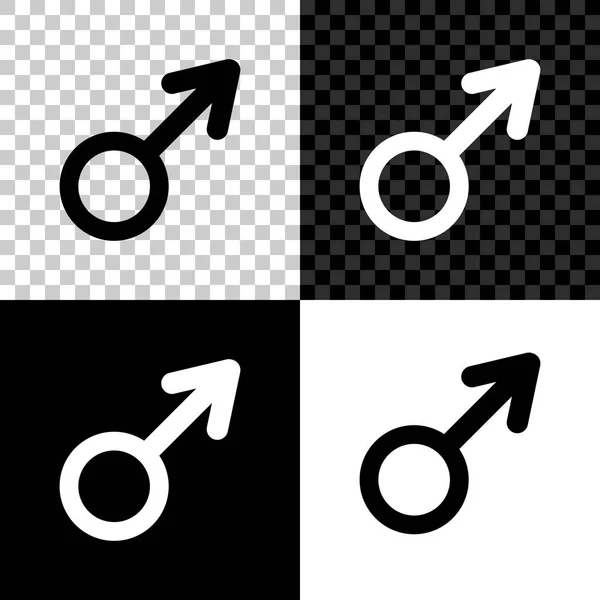 黒、白、透明の背景に分離された男性の性別記号アイコン。ベクトルイラストレーション — ストックベクタ
