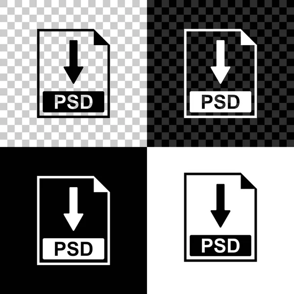 Icona del documento del file PSD. Scarica l'icona del pulsante PSD isolata su sfondo nero, bianco e trasparente. Illustrazione vettoriale — Vettoriale Stock