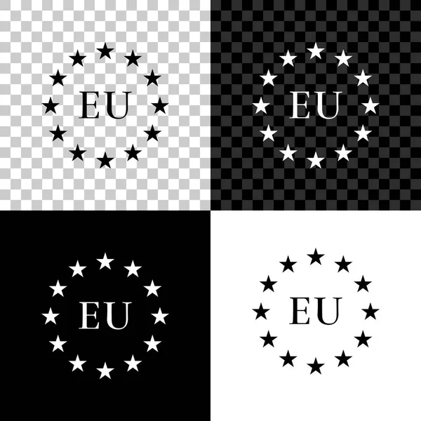 Иконка Европейского Союза выделена на черном, белом и прозрачном фоне. Символ круга ЕС. Размахивая флагом ЕС. Векторная миграция — стоковый вектор