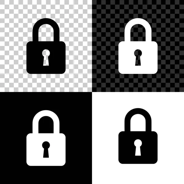 Ikona zámku je izolovaná na černém, bílém a průhledném pozadí. Značka zámku. Bezpečnost, bezpečnost, ochrana, koncepce ochrany osobních údajů. Vektorová ilustrace — Stockový vektor