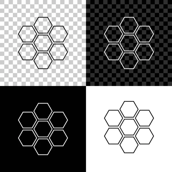 Honingraat teken icoon geïsoleerd op zwart, wit en transparante achtergrond. Honing cellen symbool. Zoet natuurlijk voedsel. Vector illustratie — Stockvector