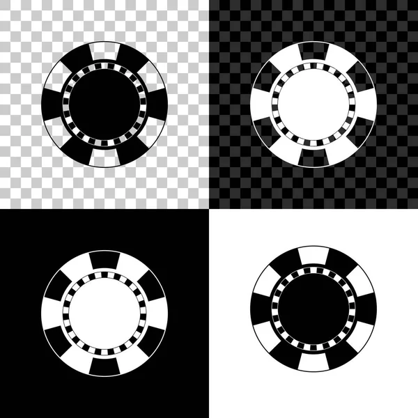 Піктограма чипу казино ізольована на чорному, білому та прозорому тлі. Векторна ілюстрація — стоковий вектор