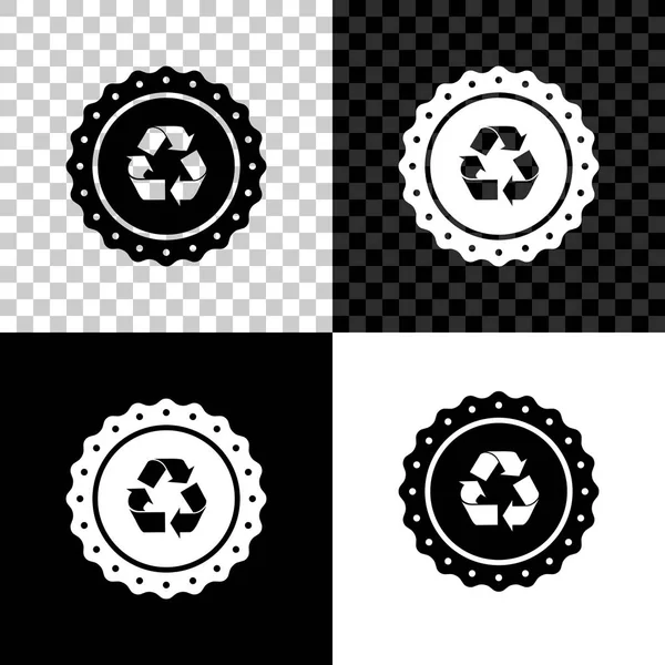 Recycle symbool label icoon geïsoleerd op zwart, wit en transparante achtergrond. Milieu-recyclingsymbool. Vector illustratie — Stockvector