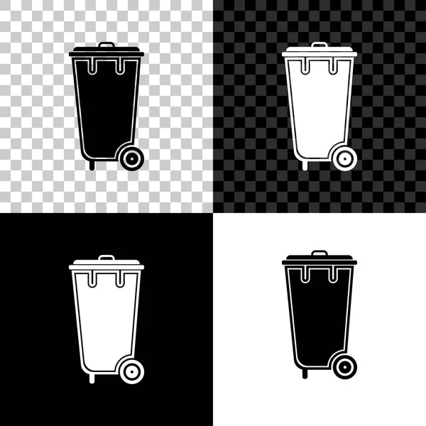 Mülleimer-Symbol isoliert auf schwarzem, weißem und transparentem Hintergrund. Mülleimer-Schild. Papierkorb-Symbol. Büromüll-Ikone. Vektorillustration — Stockvektor