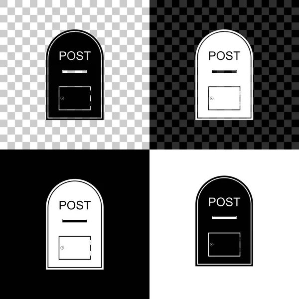 Mailbox icoon. Postbus pictogram geïsoleerd op zwart, wit en transparante achtergrond. Vector illustratie — Stockvector
