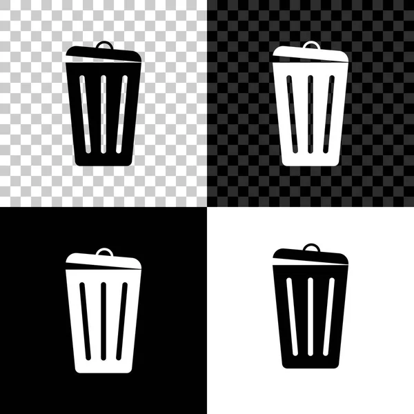 Mülleimer-Symbol isoliert auf schwarzem, weißem und transparentem Hintergrund. Mülleimer-Schild. Papierkorb-Symbol. Büromüll-Ikone. Vektorillustration — Stockvektor