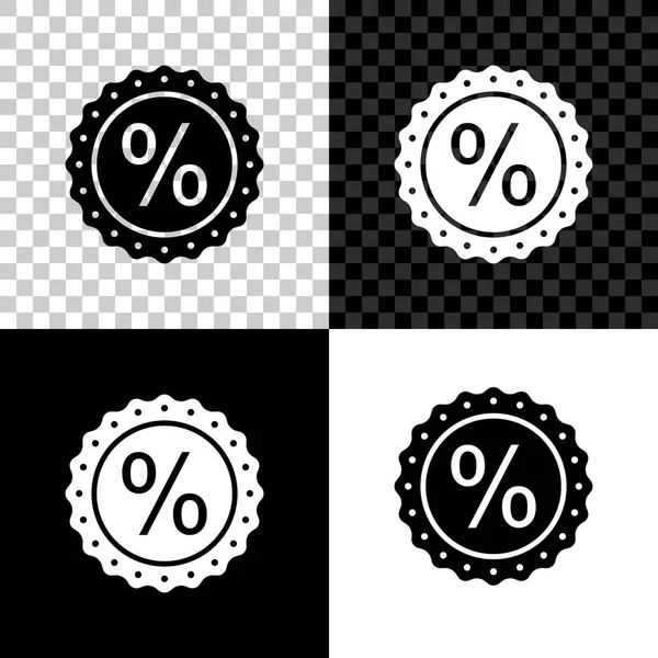 Procent symbool kortings pictogram geïsoleerd op zwart, wit en transparante achtergrond. Verkooppercentage-prijs label, tag. Vector illustratie — Stockvector