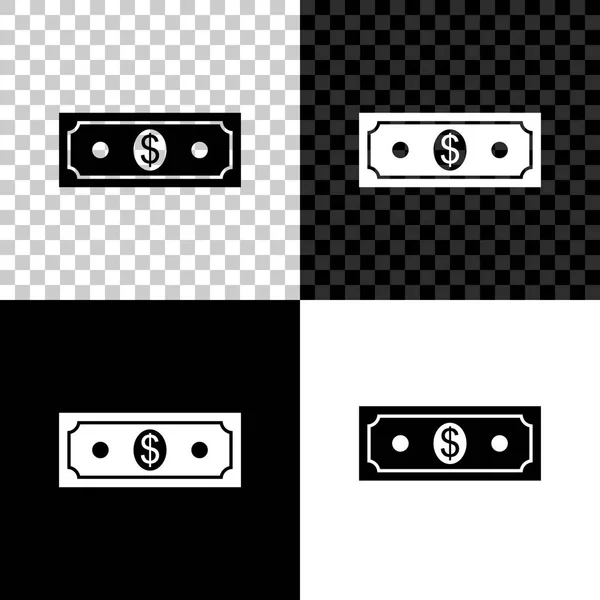 Papieren geld Amerikaanse dollars cash icoon geïsoleerd op zwart, wit en transparante achtergrond. Dollar biljet teken. Vector illustratie — Stockvector