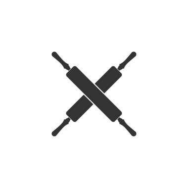 Çapraz oklava simgesi yalıtılmış. Mutfak eşyaları ve ekipmanları. Düz tasarım. Vektör İllüstrasyonu